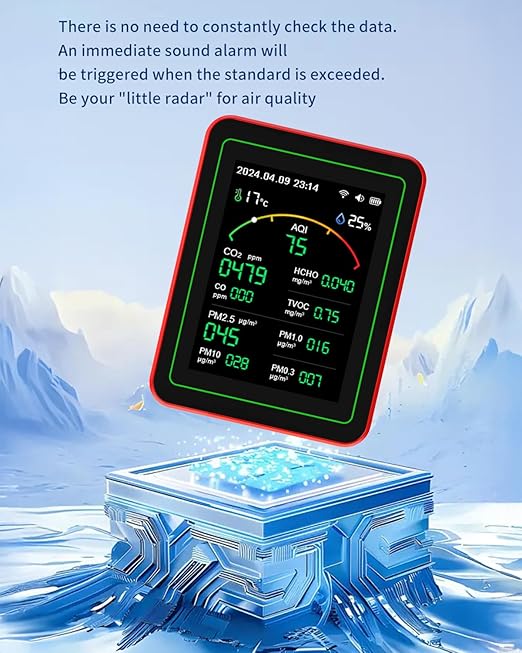 WiFi Air Quality Monitor,15-in-1 Smart Air Quality Tester with PM, CO2, CO, TVOC, HCHO, PM, AQI, Temperature & Humidity, Timer, Battery Powered, for Home & Office，Compatible Tuya/Smart Life App - Image 4
