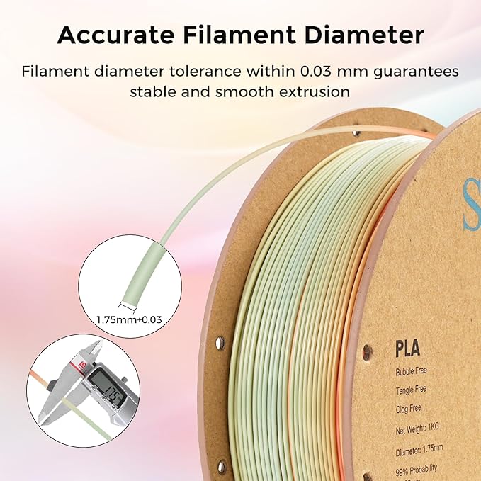 Sovol 3D Printer Silk Shiny Gradient Multicolored Fast Change Rainbow PLA 1kg (2.2 lbs) Spool 3D Printing Materials, Dimensional Accuracy +/- 0.03 mm, 1.75 mm, Pink Rainbow - Image 5