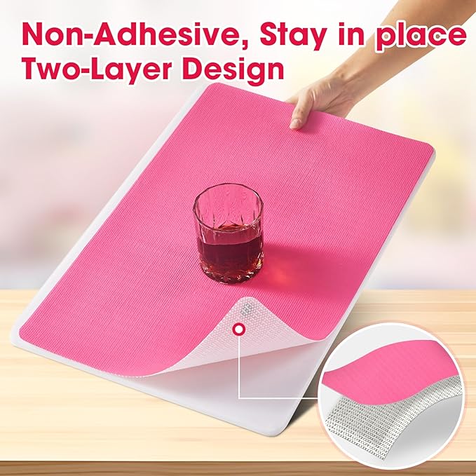Drawer and Shelf Liner, Non-Slip Kitchen Cabinet Liners Non-Adhesive Thick Strong Grip Waterproof Washable Mats Protect Dresser Shelves Cupboard Bathroom Cabinets, Fuchsia, 18 in X 10 FT - Image 2