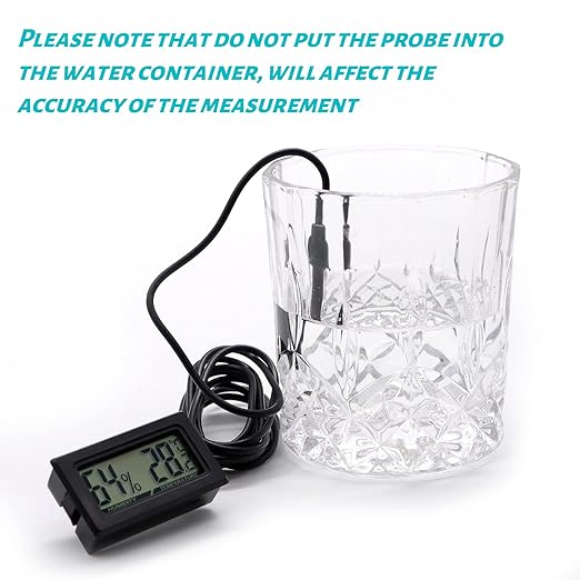 Digital Probe Thermometer Hygrometer for Reptiles - 2-in-1 Terrarium Monitor with Instant Reading, Mini Design for Turtle Tank/Lizard Cage/Aquarium Habitat (Black) - Image 4