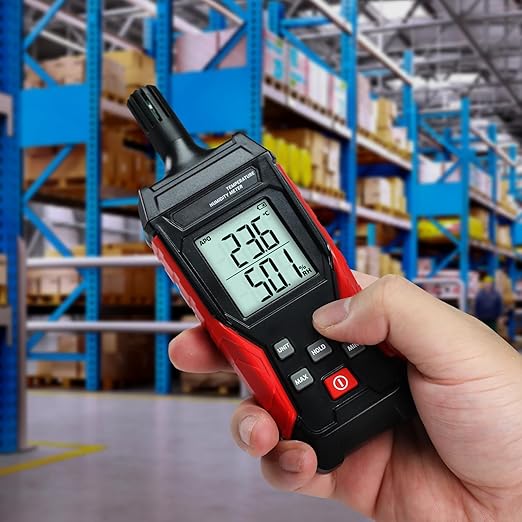 Humidity Temperature Meter, High Precision Digital Psychrometer HVAC with Ambient Temperature Handheld Hygrometer Moisture Meter w/Data Hold, Min/Max, 4 Digits Display Backlit for Outdoor Indoor Use - Image 2