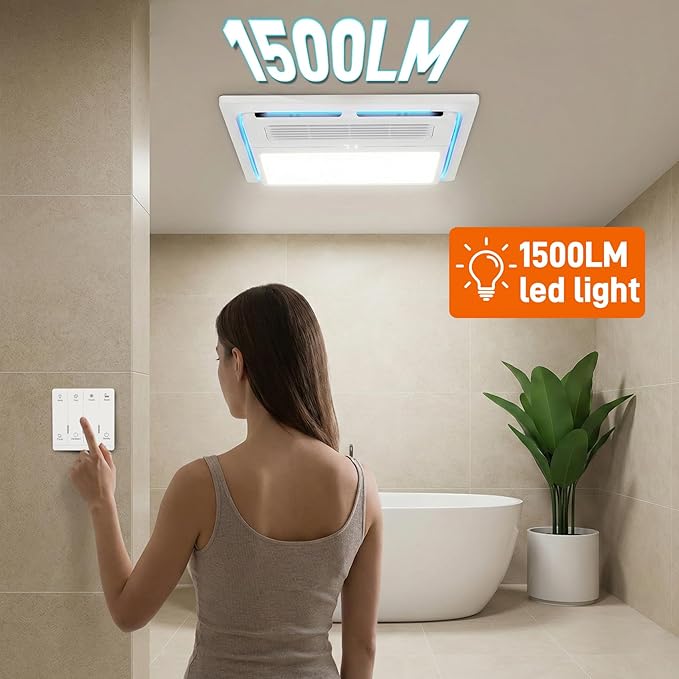 Exhaust Fan with Light and High-Efficiency Heater | Advanced 4-in-1 Bathroom Vent Fan System | 1800W Rapid Heating, 190 CFM Powerful Ventilation, Ultra-Quiet 30dB Operation | Energy-Saving Design - Image 5