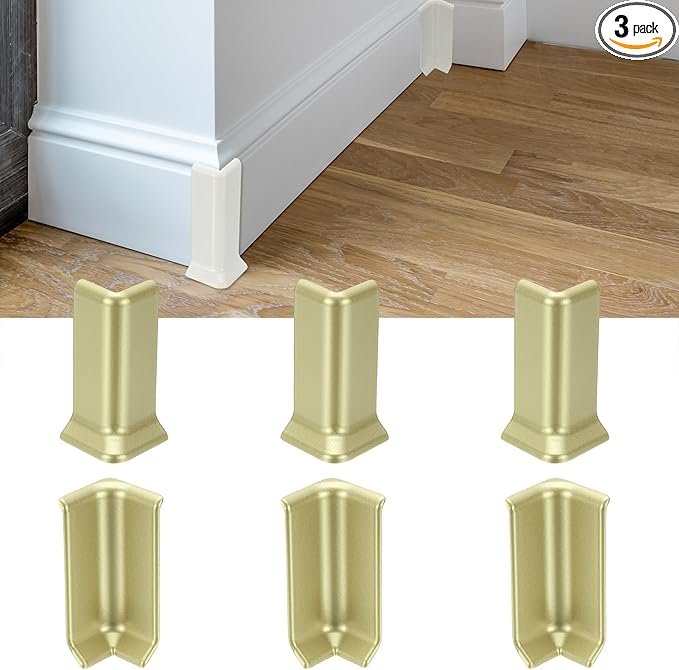 uxcell Self Adhesive Baseboard Corner Blocks, 3.23 Inch Wall Edge Corner Protector 3 Inside + 3 Outside Corners-Connector for Wall Floor Furniture Edge(Champagne) by uxcell