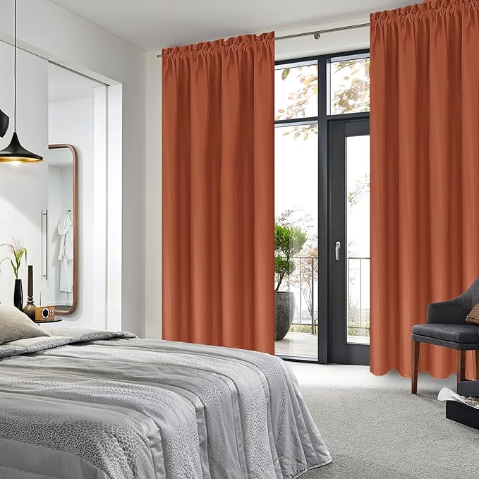 DWCN Blackout Curtains Thermal Insulated, Energy Saving & Noise Reducing Bedroom and Living Room Curtains, Burnt Ochre, W 42x L 84 Inch, Set of 2 Rod Pocket Curtain Panels - Image 2