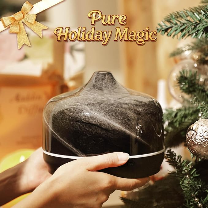 Porseme 500ml Glass Essential Oil Diffuser Aromatherapy Ultrasonic Cool Mist Humidifier 15-21 Running Hours Waterless Auto-Off Air Diffusers for Sleeping Yoga Office Working Spa and Rest (Obsidian) - Image 6