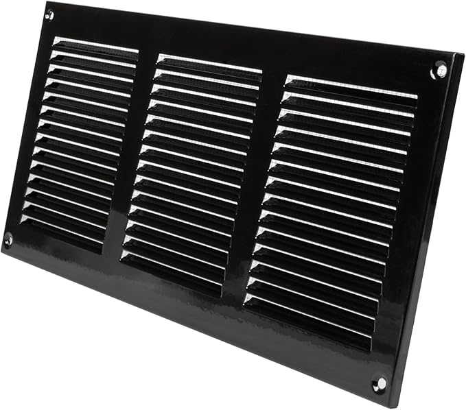 Vent Systems 12'' x 6'' Inch (Overall Dimensions) Black Metal Vent Duct Cover - Louvered Rectangular Return Grill with Built in Mesh Screen - HVAC Ventilation Grille for Home Improvement - Image 9