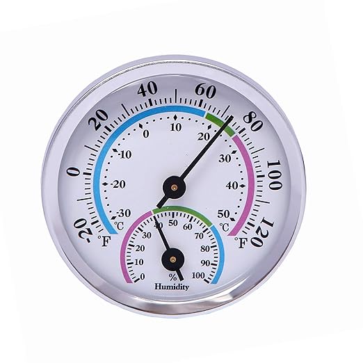 Mini Indoor Thermometer Hygrometer Analog 2 in 1 Temperature Humidity Monitor Gauge for Home, Room, Outdoor, Offices, Display Mechanical (No Battery Needed) (Silver-1 Pack, Silver-1 Pack) by LayscoPro