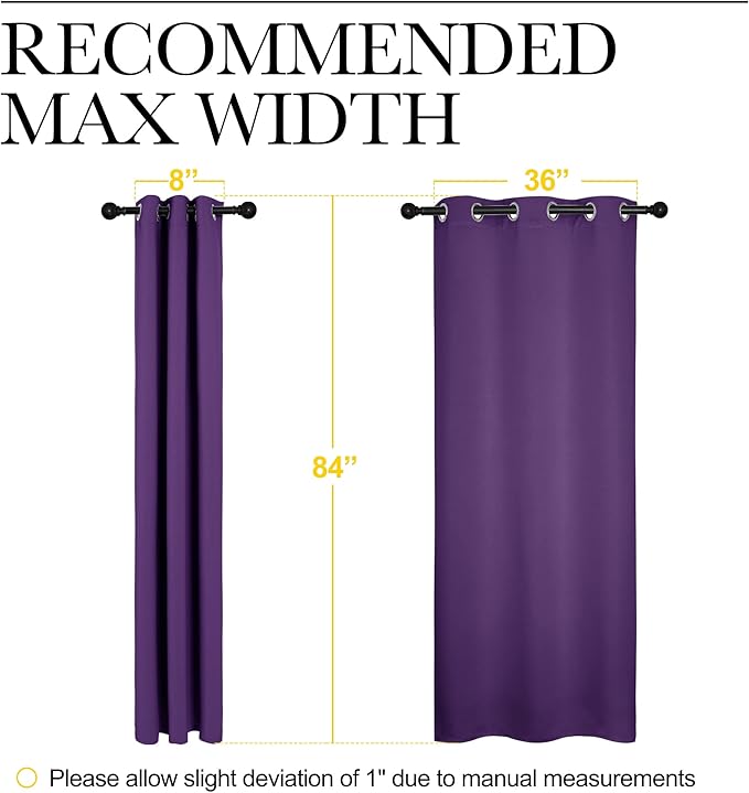 NICETOWN Triple Weave Home Decoration Thermal Insulated Solid Ring Top Blackout Curtains/Drapes for Bedroom(Set of 2, 42 x 84 Inch, Royal Purple) - Image 7