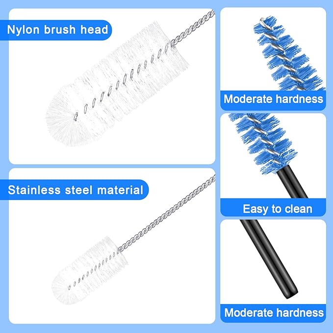 37 Pieces Hummingbird Feeder Cleaning Brush 3 Size Mini Nylon Tube Brushes Set 2 in 1 Double Headed Hummingbird Brush Cleaner for Bottles Tubes Jars Bird Feeder(White) - Image 3