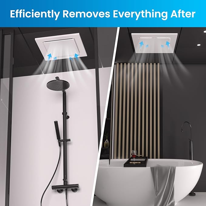 Hon&Guan Bathroom Exhaust Fan, Quiet Square Bathroom Vent Fan 111 CFM, 1.0 Sones, Ceiling Mount Ventilation Fan, Bath Ceiling Fans, Exhaust Fan for Home Bath Hotel - Image 6