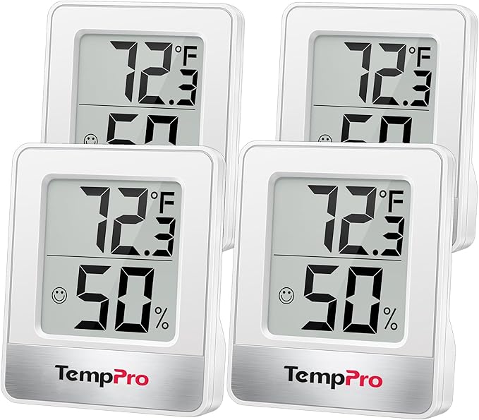 TempPro TP49 4 Pieces Digital Hygrometer Indoor Thermometer Humidity Meter Mini Hygrometer Thermometer with Temperature and Humidity Monitor Room Thermometer (Previously ThermoPro) by ThermoPro