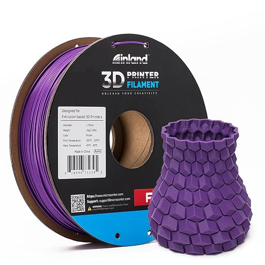 INLAND Micro Center PLA+ 3D Printing Filament 1.75mm - PLA Pro Dimensional Accuracy +/- 0.03 mm - 1kg Cardboard Spool (2.2 lbs) (1 Pack Purple, 1.75mm) by INLAND