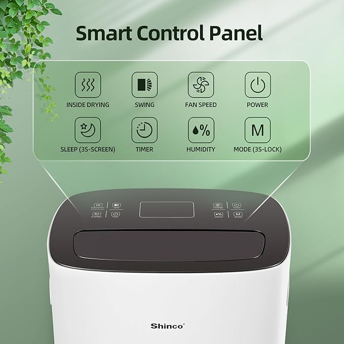 Shinco 86 Pints Dehumidifier for Home and Basements, 5000 Sq.Ft Dehumidifiers with Drain Hose, Auto or Manual Drainage, Auto Defrost, Quietly Remove Moisture, Intelligent Humidity Control, 24HR Timer - Image 3