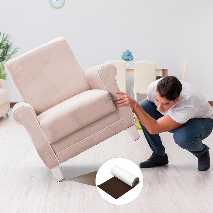 Large Felt Furniture Pads 8 x 60 Inch Non Slip Self Adhesive Heavy Duty Cuttable Strip Roll Felt Sheet Tape for Protecting Hardwood Floors Chair Wall, Brown - Image 7
