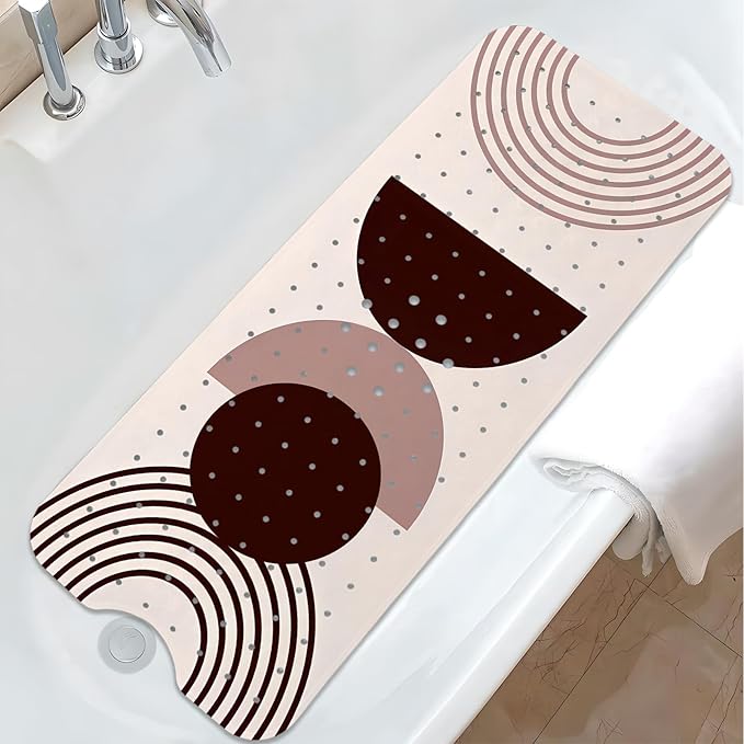Rainbow Bathtub Mat Non Slip, Baby Bath Mat for Tub Rubber Tub Mat, Kids Bath Mats for Bathroom Modern Abstract Anti Slip Shower Mat with Suction and Drain Holes Machine Washable, 40″X16″ by Unknown