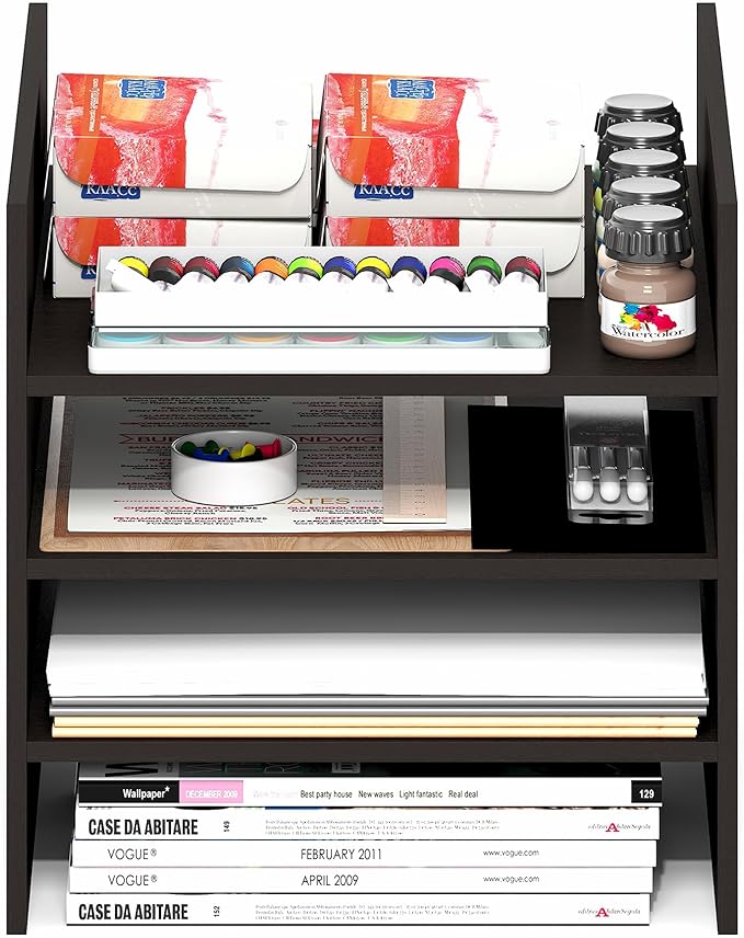Furinno Cubicle Cube Insert, 3-Shelf Cube Organizer, 3-Tier Shelf Accessory, Fits into Furinno Triple Thick Cubes, IKEA Kallax, for Organizers and Storage, Black Dark Oak - Image 8