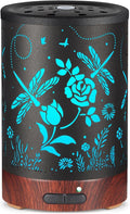 Essential Oil Diffuser- Aromatherapy Diffuser with7 Colors Light and Auto-Off for Women Metal Cool Mist Humidifier for Home and Office for Mom Women(Roses + Dragonflies) by mocosa
