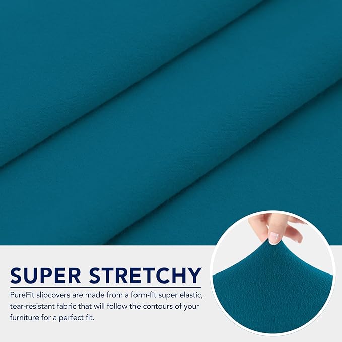 PureFit 100% Dual Waterproof Couch Cover Slipcovers for Couches and Sofas - Stretch Non Slip Fleece Sofa Covers Washable, Leakproof Furniture Protector for Kids, Pets, Dog (Loveseat, Peacock Blue) - Image 5