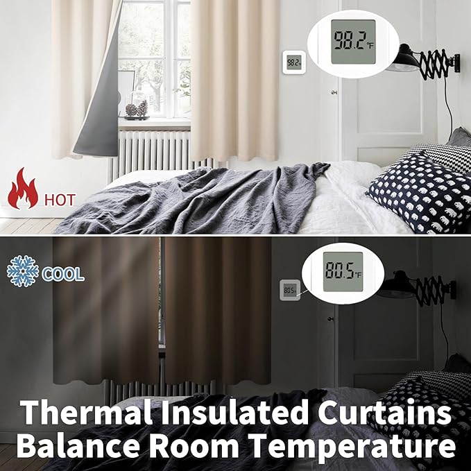 BGment Thermal Insulated 100% Blackout Curtains 72 Inch Length 2 Panels, Total Light Blocking Curtains for Bedroom, Grommet Window Drapes with Thick Black Liner, 42 Inch Wide Each Panel, Champagne - Image 4