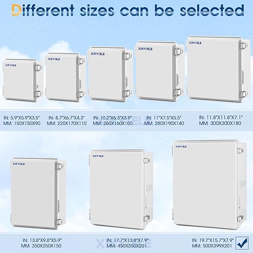 Waterproof Outdoor Project ABS Plastic Junction Box IP67 Weatherproof Dustproof Enclosure with Hinged Cover, Mounting Plate,Wall Brackets for Power Project (Grey,19.7"x15.7"x7.9") - Image 4