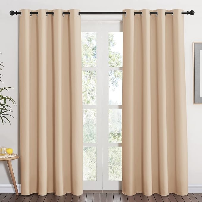 NICETOWN Room Darkening Biscotti Beige Curtain - Modern Design Light Reducing & Privacy Protection Short Window Drape/Drapery for Kid's Adult Room, 52x84 inches, 1 Piece, by NICETOWN