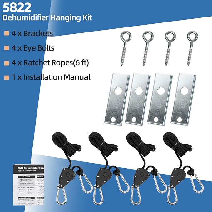 5822 Dehumidifier Hanging Kit for AprilAire Crawl Space, Basement, Whole-House Dehumidifier Models E070, E080, E100, E130, 1820, 1830, 1850, 1852, 1870, 1872 Dehumidifier Parts & Accessories - Image 5