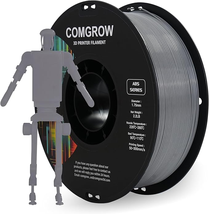 Comgrow ABS 3D Printer Filament, 1.75mm, Heat Resistant, 1kg, Strong and Durable, Dimensional Accuracy +/- 0.02mm by Comgrow