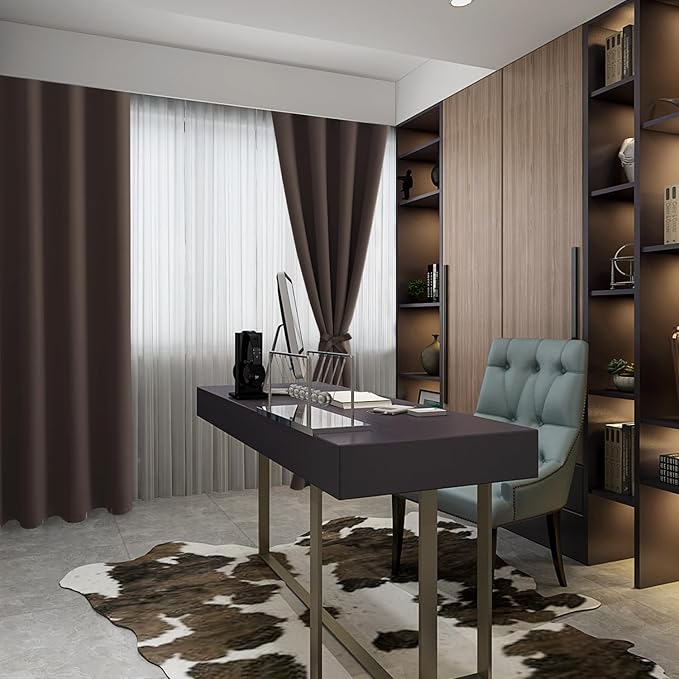 Hiasan RV Blackout Curtains for Bedroom, 52 x 36 Inches Long - Thermal Insulated & Light Blocking Window Curtains for Living Room, 2 Drape Panels Sewn with Tiebacks, Brown - Image 9
