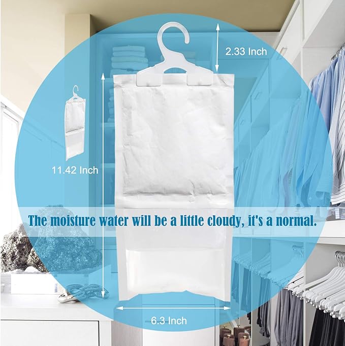 ZSZMFH 6 Pack Moisture Absorber & Max Odor Eliminator Hanging Bag, Charcoal Smell Remove Damp Musty Smell,Hanging Closet Dehumidifier Bags with 25g of Activated Charcoal (220g/pack)… - Image 5