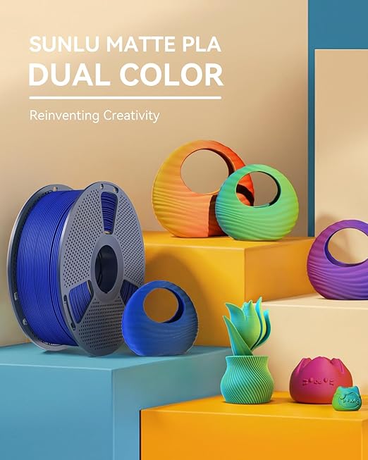Matte PLA Filament 1.75mm, 1kg(2.2lbs) 3D Printer Filament, Smooth Matte Finish, Less Brittle, Dual Color Appearance from Different Angles, RedBlue - Image 2
