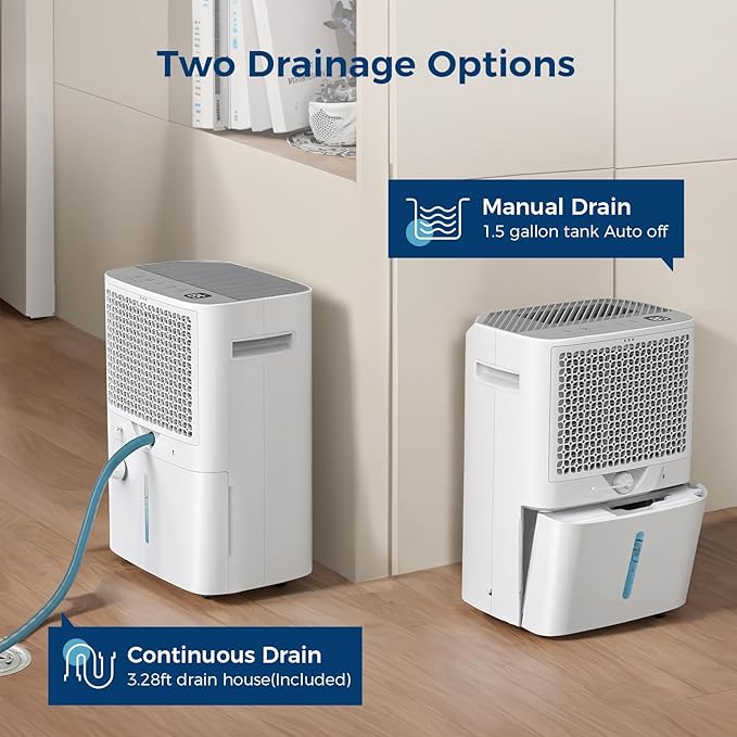 Dehumidifier for Basement with Drain Hose, 100 Pint 6,000 Sq. Ft Energy Star Dehumidifier for Large Home & Room, Quiet Dehumidifiers with Adjustable Humidity Control,24H Timer, 1.5 Gal Water Bucket - Image 4