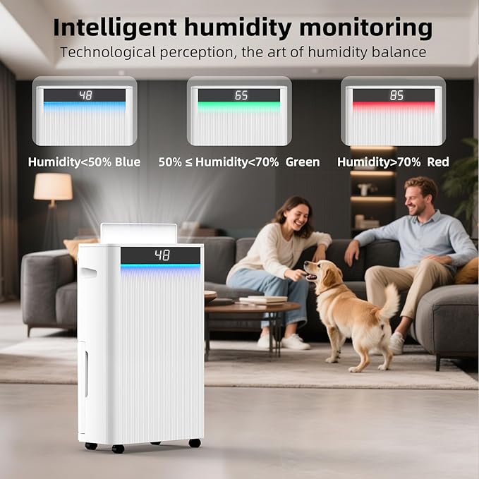 5000 Sq. Ft Dehumidifiers for Home and Basement, Max 95 Pint/Day Dehumidifier with Drain Hose, Compressor Dehumidifier with Humidity Control, 24H Timer & Child Lock, for Bedroom, Large Rooms - Image 3
