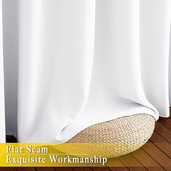NICETOWN White Sliding Door Curtain for Bedroom, Grommet Thermal Insulated Extra Wide Solid Blackout Window Curtain & Drape for Patio Door/Living Room (1 Panel, Pure White, W80 x L90) - Image 7