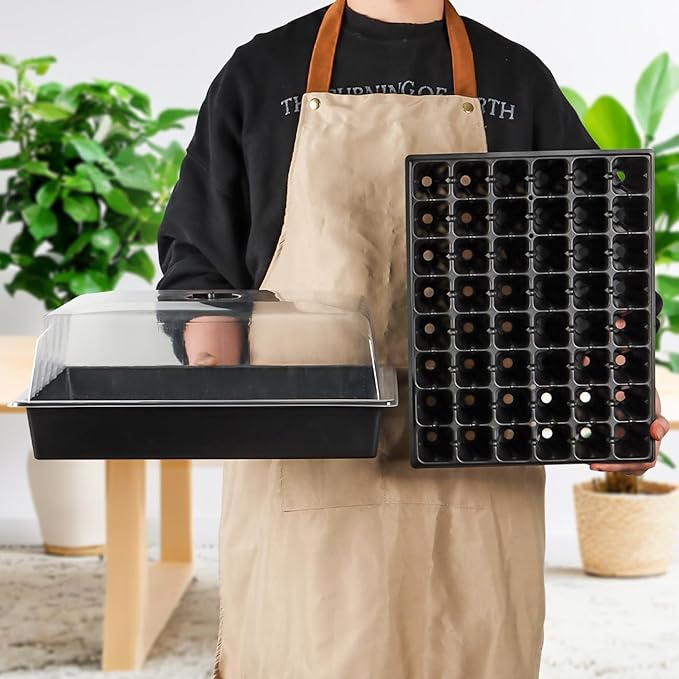 5-Pack No Drip Seed Starter Trays with 4" Humidity Dome - 240 Cells Deep Root Plug Trays, 2.76" Depth for Strong Roots Perfect for Vegetables, Herbs, Flowers & Plant Propagation, Gardening Supplies - Image 9