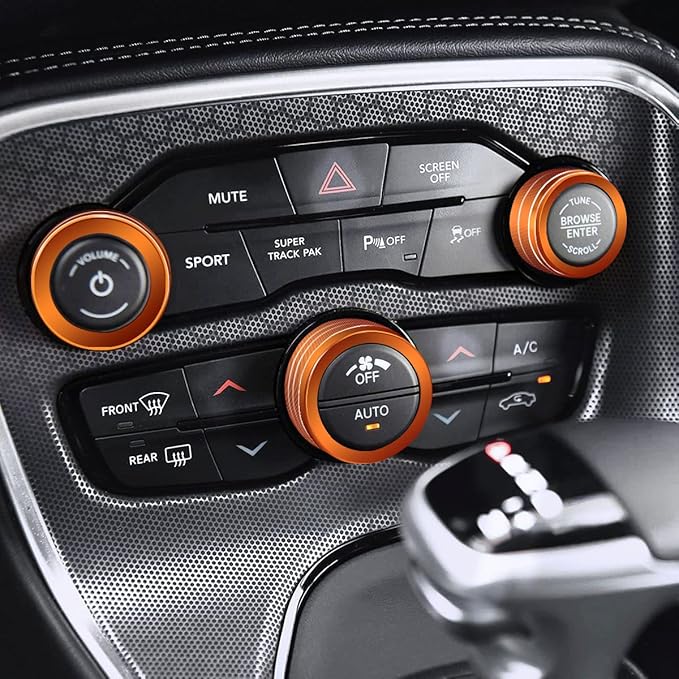 Auprite Climate Control Knob Covers for Challenger Accessories 2015-2023 2024, for Dodge Charger 2015-2023 2024, for Dodge Chrysler 300/300s 2015-2024,3Pcs Kit (Orange) - Image 6