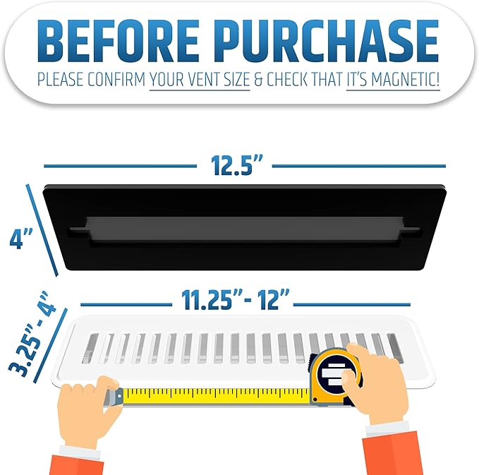 Powerful Magnetic Vent Covers (3-Pack) That Will Never Fall Off (Upgraded Design) - for Sealing Floor/Wall/Ceiling Registers of Width 3.25" to 4", Length 11.25" to 12" | Vent Not Included | White - Image 2