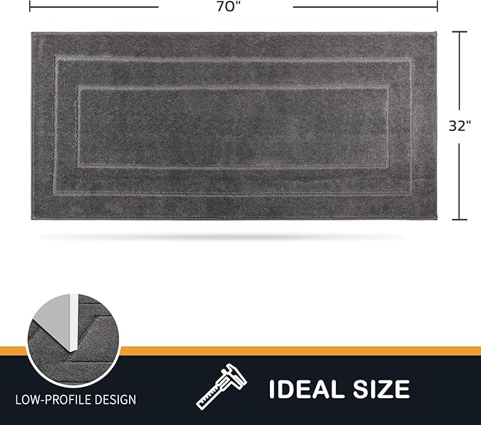 PURRUGS Dirt Trapping Door Mat 32" x 70", Non-Slip/Skid Machine Washable Entryway Rug, Dog Doormat, Super Absorbent Welcome Mat for Muddy Wet Shoes and Paws, Grey - Image 2
