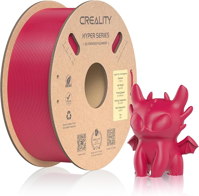 Official Creality Hyper PLA Filament 1.75mm, High Speed PLA 30-600mm/s Rapid 3D Printer Filament, Dimensional Accuracy +/-0.02mm, Fit Most FDM 3D Printers,1KG(2.2lbs) Spool Viva Magenta by Creality