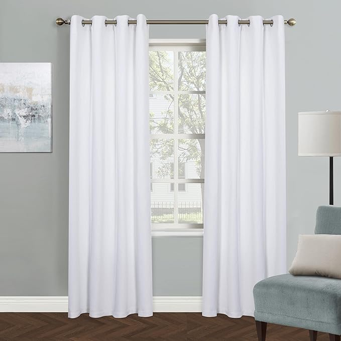 MYSKY HOME White Grommet Room Darkening Curtains for Bedroom and Living Room, 80 Inch Long Vertical Blinds, Privacy Thermal Insulated Panel, 52 x 80 Inch, Pure White by MYSKYHOME