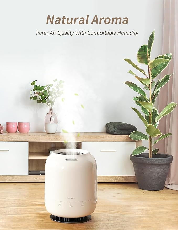 SmartDevil 1.2L Cool Mist Humidifier, Top Fill Ultrasonic Smart Air Humidifier with Essential Oils, Timing, Auto Shut Off for Home Babies Plants - Image 7
