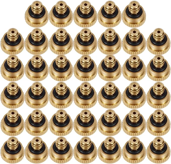 KUWAN 0.016" Orifice (0.4mm) Thread UNC 10/24 Brass Misting Nozzles Low Pressure Atomizing Misting Sprayer Water Hose Nozzle for Greenhouse, Landscaping, Outdoor Cooling Mister System (40PCS) by KUWAN