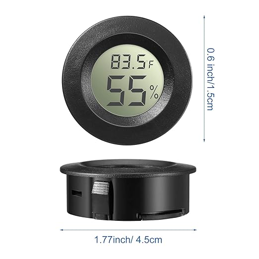 Weewooday 8 Pcs Mini Hygrometer Thermometer Round Digital Humidity Gauge Monitor Electronic Humidity Temperature Meter LCD Display Indoor Outdoor Hygrometer Thermometer for Home Kitchen (Black) - Image 2