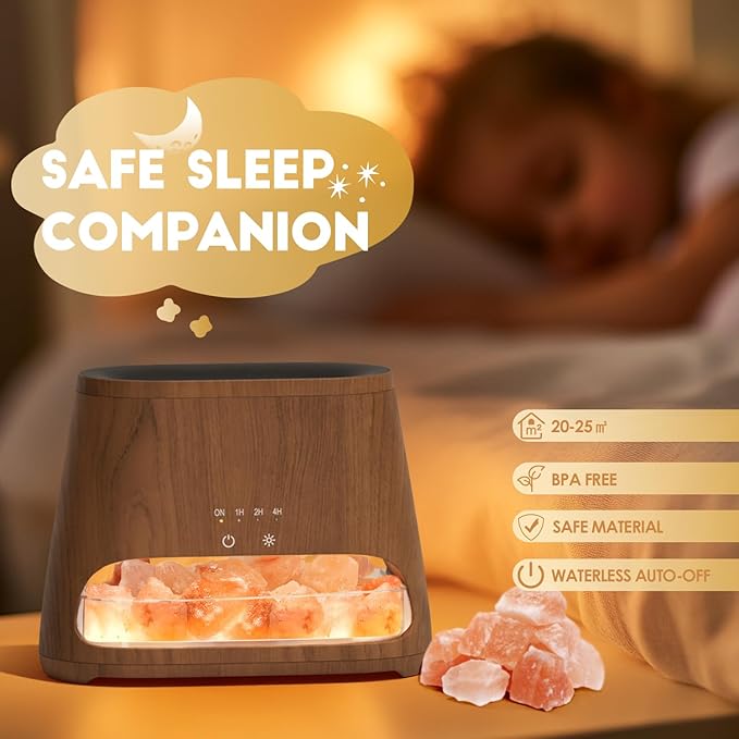 SALKING Colorful Flame Fire Diffuser Humidifier, Himalayan Salt Lamp, 7 Colors Changing Oil Diffuser, Ultra-Quiet Essential Oils Aromatherapy Diffusers for Large Room, Bedroom,150ml (Dark) - Image 6