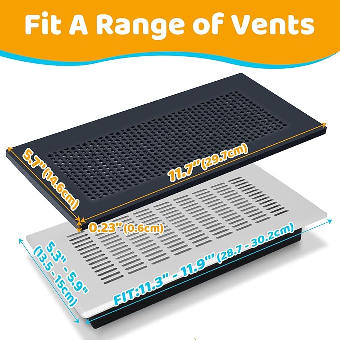 Orzbow Baby Proofing Soft Silicone Vent Cover for Home Wall/Ceiling/Floor Register of Width 5.3" to 5.9", Length 11.3" to 11.9", Child Proof Floor Air Vent Deflector Cover, Easy Install, Black, 2 Pack - Image 3