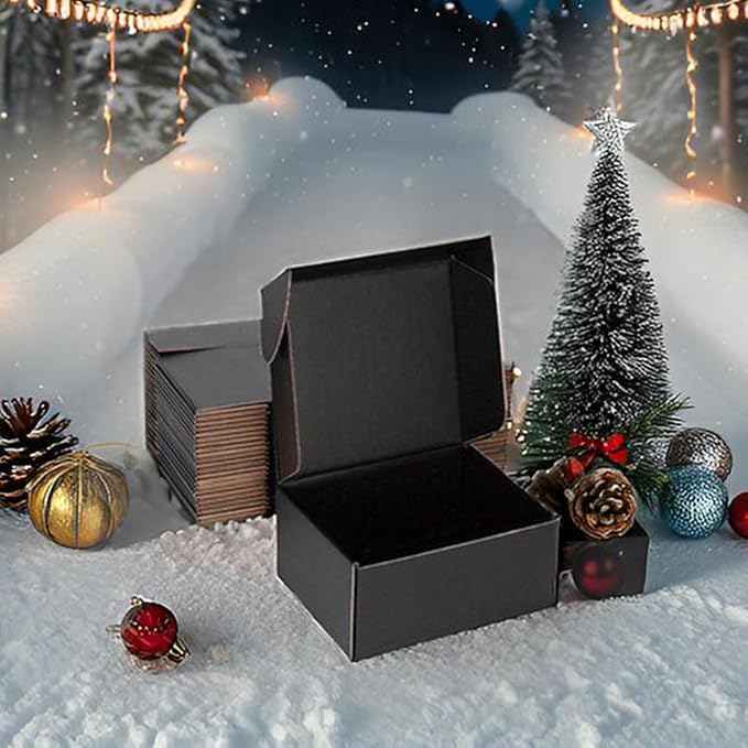 Small Shipping Boxes 8x6x4 Inch (25 Pack) - Sturdy Black Corrugated Cardboard Boxes for Small Business, Ecommerce, Mailing & Packaging | Recyclable Gift & Storage Boxes - Image 4