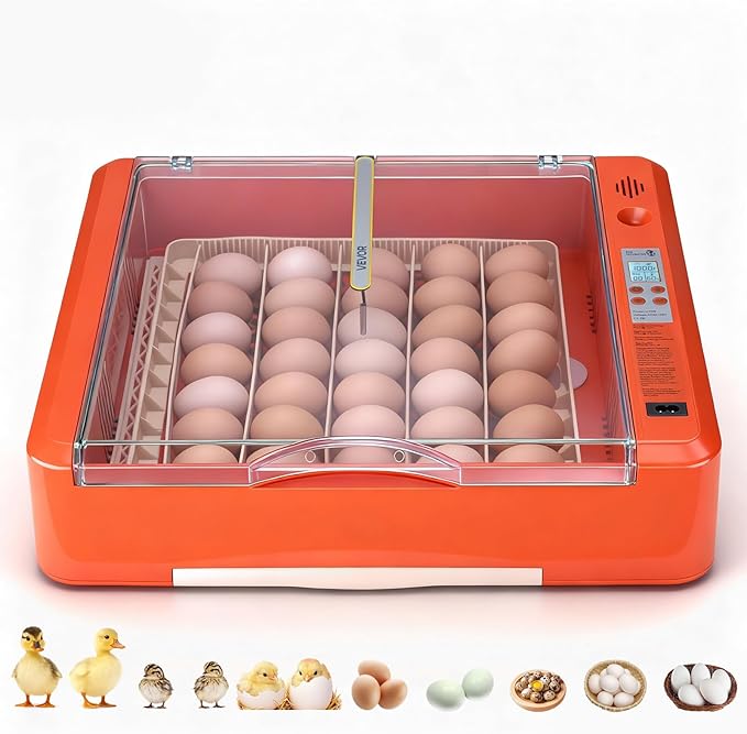 VEVOR 36 Egg Incubator, Automatic Egg Turner with LED Candler & Water Tray, Temperature & Humidity Control, 360° View Clear Window, Poultry Eggs Incubators for Hatching Chicks Ducks Goose Quails by VEVOR