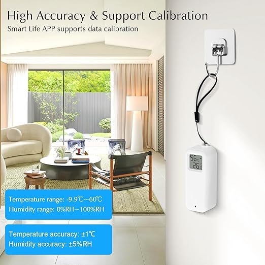 Room Thermometer Indoor, WiFi Humidity Meter with Smart Alert, Data Storage and Calibration, Temperature and Humidity Monitor for Baby Room, Greenhouse, White 1 Pack with Screen - Image 2