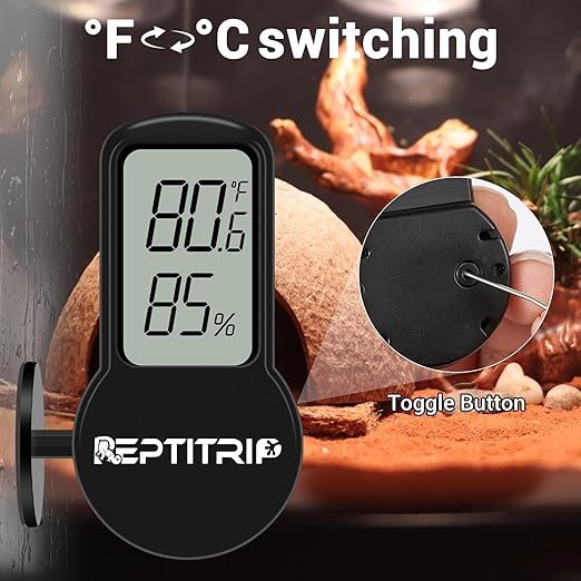 Reptile Thermometer, Hygrometer for Reptile Tank, Hygrometer Thermometer with Digital LCD Display, Support for Fahrenheit and Celsius, with Two Batteries - Image 4