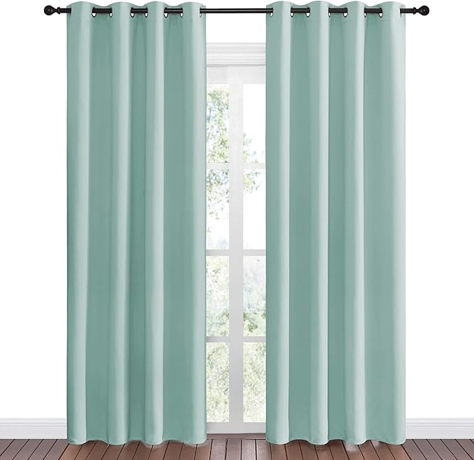 NICETOWN Aqua Blue Blackout Curtains 86" Long for Office, Dining Room, Guest Room, Sound Reducing Heat and Cold Block Curtain Panels for Modern Room Decorative (55" Wide by 86" Long, 2 Pieces) - Image 2