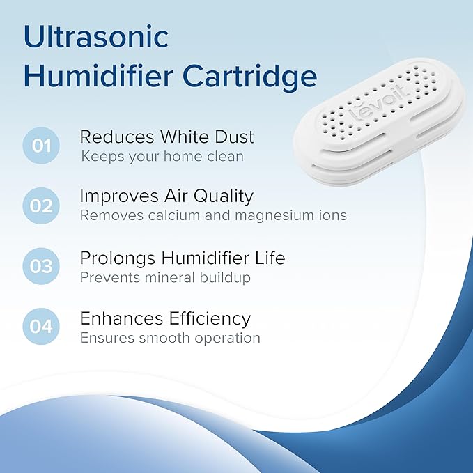 LEVOIT 3-Pack Humidifier Demineralization Cartridge, Compatible with All LEVOIT Top Fill Humidifiers, Calcium and Magnesium Ion Softening, Ultrasonic Welding Design, APP Reminder, White - Image 2